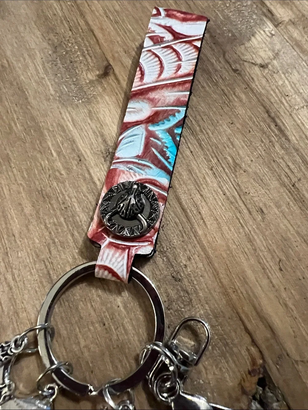3/$18 Stylish Turquoise Tassel & Silver Charm Keychain Lot 2198